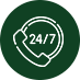 Safety and local expertise icon showing a 24/7 support telephone hotline