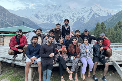 Adventure seekers trekking and mountaineering Karakoram mountains Pakistan