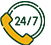 24/7 customer support telephone icon for round-the-clock pilgrim and tourist assistance