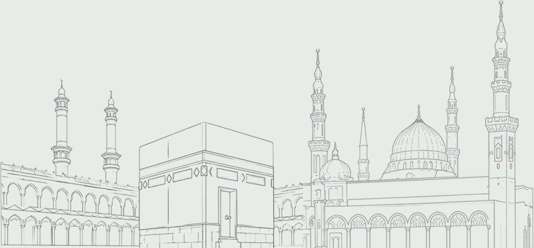 Illustration of the Kaaba in Makkah and Al-Masjid an-Nabawi in Madinah for Umrah pilgrims from Hyderabad